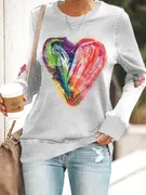 Women's Oil Painting Love-Heart Print 