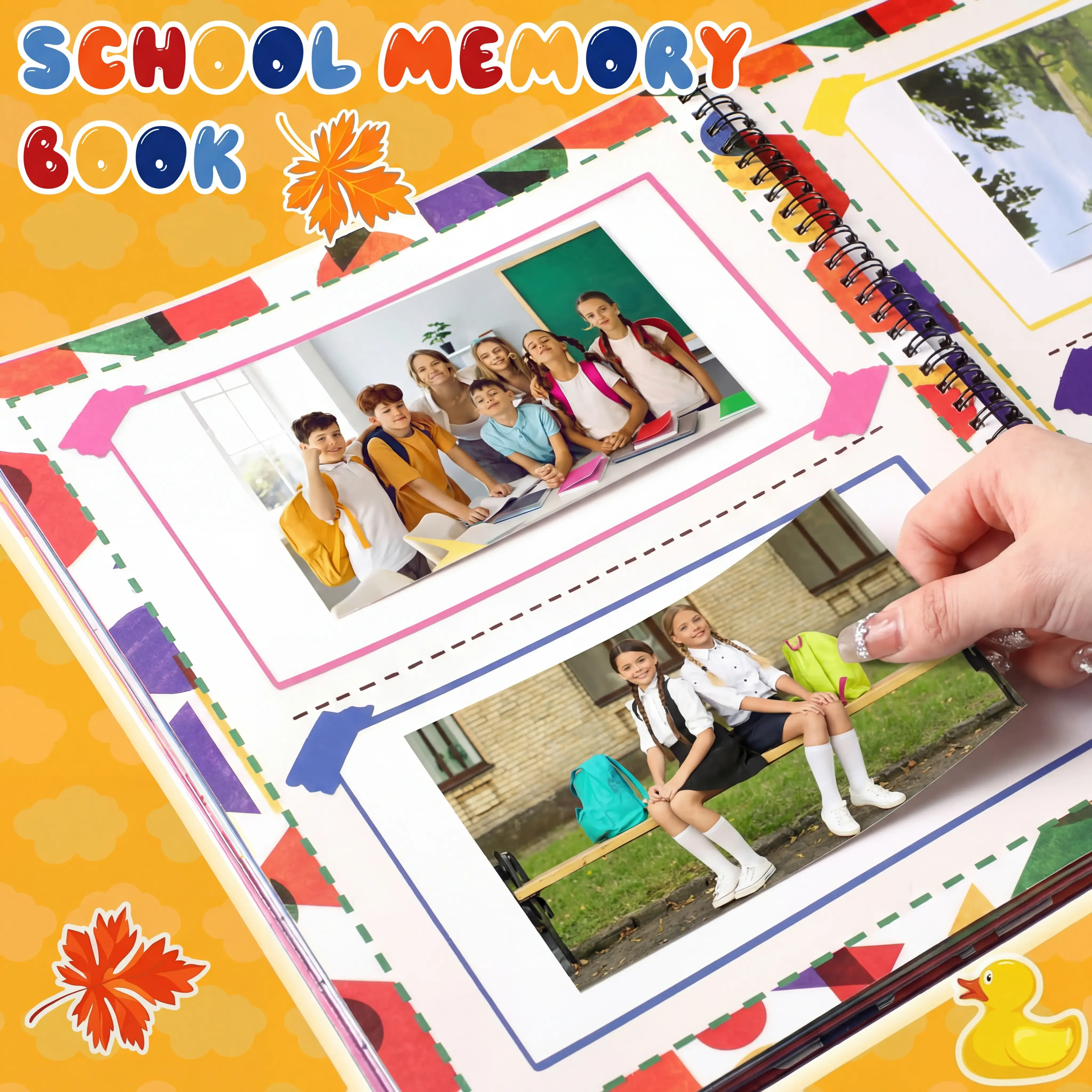 School photos displayed inside the memory book School photos displayed inside the memory book