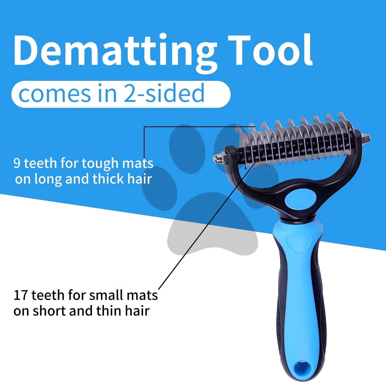 Pet Grooming Brush-Double Sided Hurtless Shedding and Dematting Undercoat Rake Comb for Dogs and Cats, No More Nasty Shedding or Flying Hair