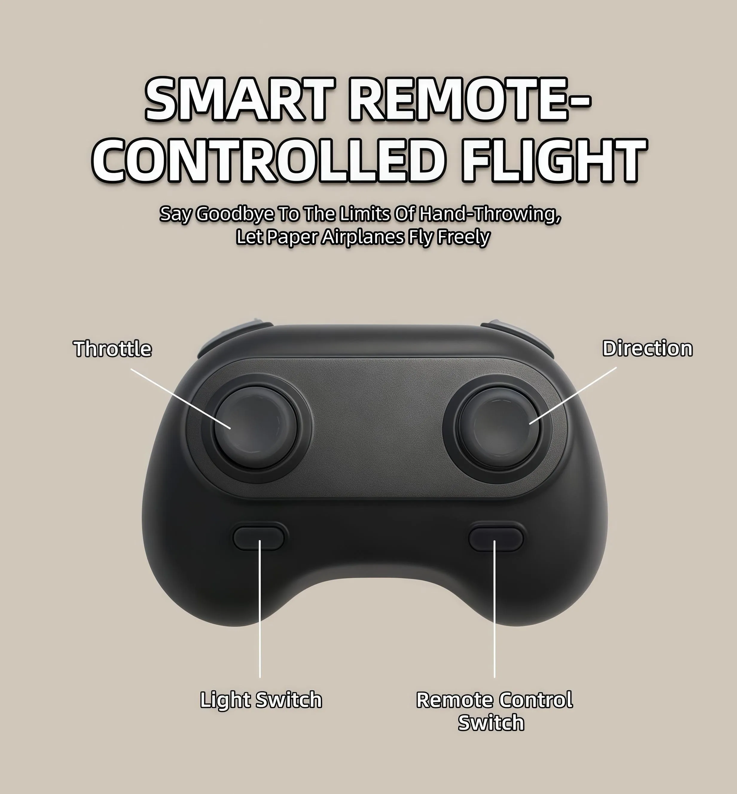 Remote control paper airplane power kit with throttle direction dual propellers and light function