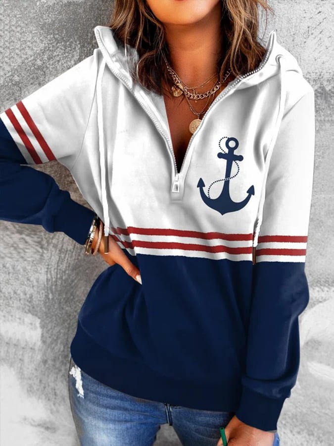 Anchor Long Sleeve Printed Hoodie
